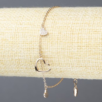 צמיד Xuping בזהב מצופה 18K עם אבני קריסטל לבנות, עובי 1.5 מ״מ, אורך 18–20 ס״מ +