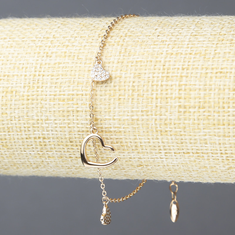 צמיד Xuping בזהב מצופה 18K עם אבני קריסטל לבנות, עובי 1.5 מ״מ, אורך 18–20 ס״מ +