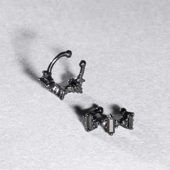 קאפ Xuping ורודיום שחור עם אבני זרקונים שחורות וקריסטלים שחורים 5×12 מ״מ +