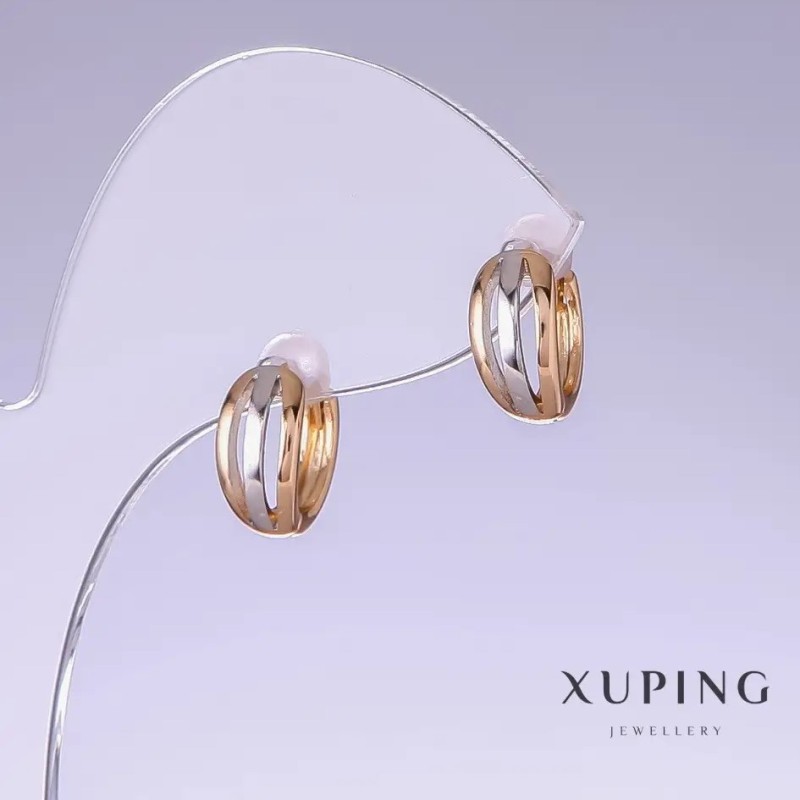 עגילים Xuping, אורך 12 מ״מ, עובי 6 מ״מ, רודיום, ציפוי זהב 18 קראט
