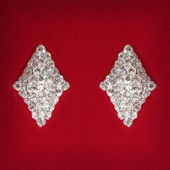 (25 מ״מ) עגילים לנשים עם אבני זרקונים לבנים, מתכת בהירה, לחתונות ולערב – עגילי סטוד בצורת יהלום ממורח/ארוך