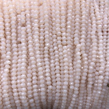 חרוזי קריסטל צ'כי על חוט בצבע אפרסק מאט, מחורצים, בצורת רונדל, קוטר 3×2.5 מ״מ, אורך 36–38 ס״מ + -