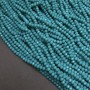 חרוזים מט טורקיז מקריסטל צ'כי על חוט דק, רונדל מזוגזג, קוטר 3,5×3 מ״מ, אורך 36–38 ס״מ +
