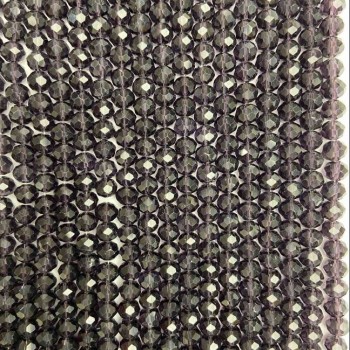 חרוזי קריסטל צ'כי על חוט בצבע סגול כהה, רונדל משונן, קוטר 6×5 מ״מ, אורך 42 ס״מ +