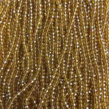 חרוזי קריסטל צ'כי על חוט דיג בצבע ענבר שקוף, בצורת רונדל, קוטר 3,5×3 מ״מ + -, אורך 33 ס״מ +