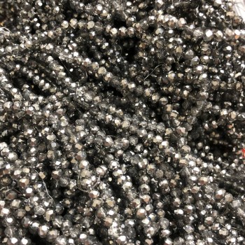 חרוזי קריסטל צ'כי אפורים חתוכים על חוט, מגוון אפור עם ציפוי, רונדל חתוך, קוטר 3,5×3 מ״מ, אורך 36–38 ס״מ +