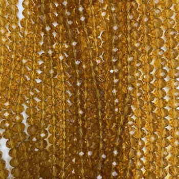 חרוזי ענבר מקריסטל צ'כי על חוט דק שקוף, רונדלי חתוכים, קוטר 6×5 מ״מ, אורך 40–42 ס״מ +