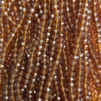 חרוזי קריסטל צ'כי על חוט דק, חומים שקופים חרוטים, קוטר 6×5 מ״מ + -, אורך 40–42 ס״מ +