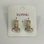 עגילים Xuping בזהב מצופה 18K עם קריסטלים לבנים, קוטר 18×7 מ״מ +