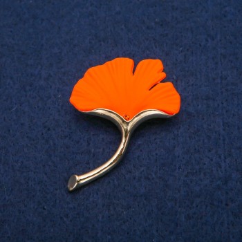 באץ עלה כתום מאט אמייל, מתכת זהובה 33×47 מ״מ