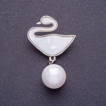 סיכה «ברבור» בצבע כסף