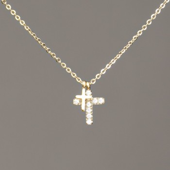 שרשרת Xuping בזהב לימוני עם תליון וזרקונים לבנים 12×9 מ״מ + -, עובי כ-1 מ״מ + -, אורך 40-45 ס״מ +