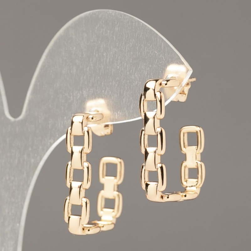 עגילי סטוד Xuping בציפוי זהב 18K – שרשרת, עובי 5.5 מ"מ + -, אורך 25 מ"מ +