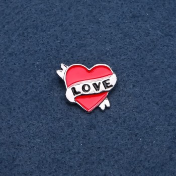 סיכה «לב» אמייל אדום בצבע זהב