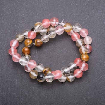 חרוזי חלצידון טבעיים – מבחר על חוט, בקוטר 8 מ״מ, אורך 37 ס״מ