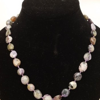 שרשרת חרואייט מאבן טבעית, חרוזים מחורצים, קוטר 10×12 מ״מ ±, אורך 50 ס״מ ±