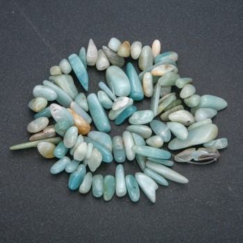 חוט אמזונייט טבעי – גרגרי אבן בקוטר 15×6 מ״מ, אורך 42 ס״מ +