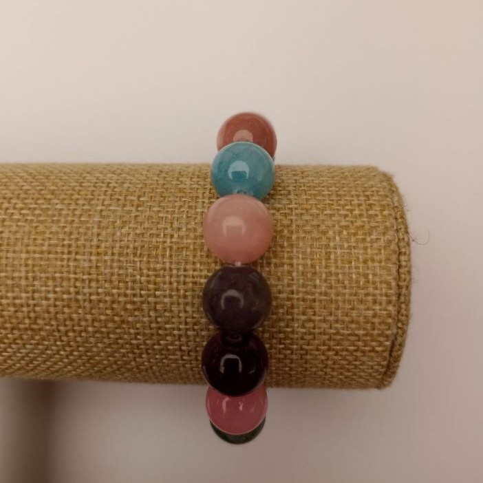 צמיד גומי מקוורץ צבוע «אסורטי» (אקריל סינתטי) כדור חלק, קוטר 12.5 מ״מ, אורך 18 ס״מ