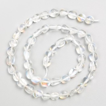 חרוזי זכוכית אופלית בצורת חלוטה, 6×7 מ״מ, על חוט, אורך 40 ס״מ