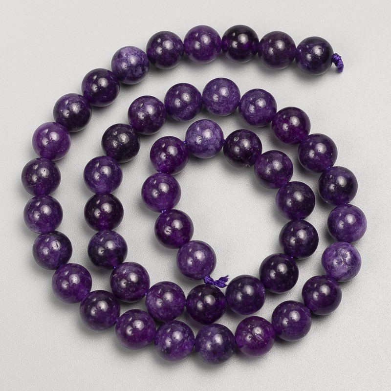 חרוזים מאבן סוגליט, כדור חלק על חוט, קוטר 8mm ±, אורך 38cm ±