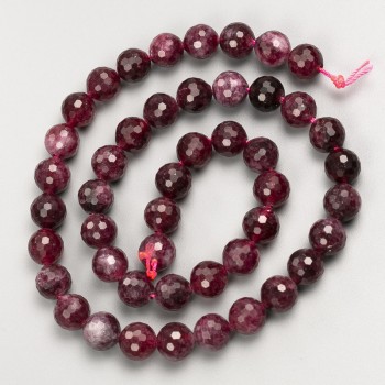 חרוזי אבן טבעית רובלט טורמלין, חרוזים חתוכים על חוט, קוטר 8 מ״מ ±, אורך 38 ס״מ