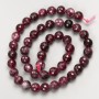 חרוזי אבן טבעית רובלט טורמלין, חרוזים חתוכים על חוט, קוטר 8 מ״מ ±, אורך 38 ס״מ