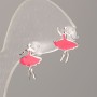 עגילי סטוד Xuping מתכת כסף עם אמייל ורוד 15×11 מ״מ