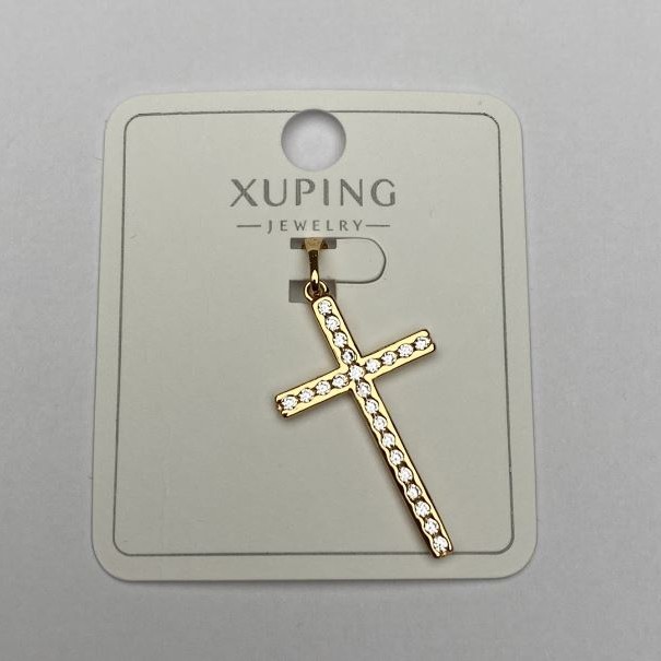 תליון Xuping צלב בזהב 8K עם אבני לבן, קוטר 26×12, 5 מ"מ+