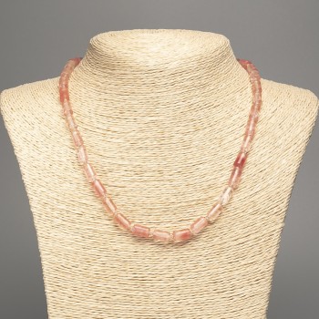 שרשרת חלצידון טבעי, אבן חלקה בצינדר, קוטר 10×6 מ״מ +- אורך 48 ס״מ +