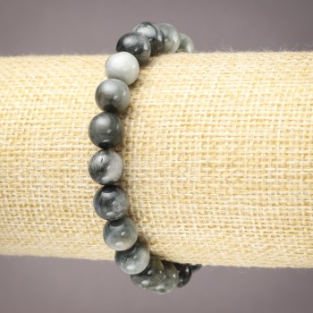 צמיד אלסטי מעין העיט מאבן טבעית, כדור חלק, קוטר 8 מ״מ