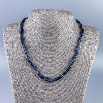 שרשרת פנינים בארוק שחורות טבעיות, קוטר 17×6 מ״מ, אורך 48 ס״מ +