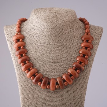 שרשרת «קליאופטרה» מאוואנטורין «חול זהוב» קישור 12×25 מ״מ וחרוז 10 מ״מ באורך 50 ס״מ