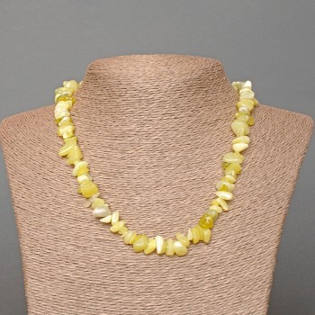 שרשרת ג'יידייט גרגרי בקוטר 8×3 מ״מ, אורך 47 ס״מ