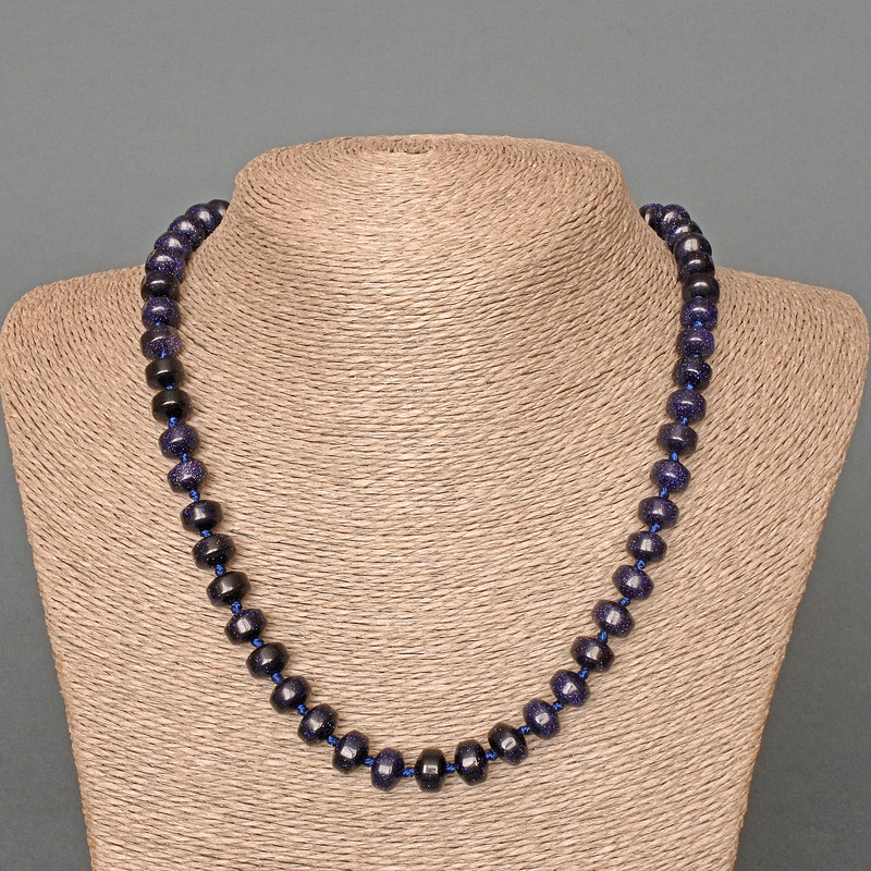 שרשרת פנינים אבנטורין ליל הקהיר (סינתטי) רונדל חלק, קוטר 9×7 מ״מ+-, אורך 50 ס״מ+