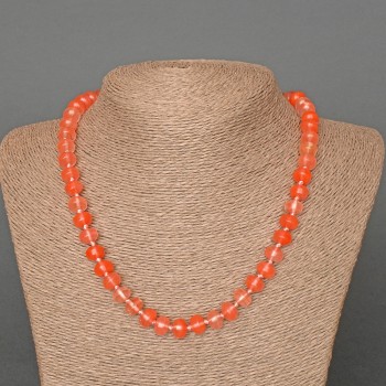 מחרוזת חלצדון מאבן טבעית חלקה בצורת רונדל, קוטר 9×7 מ"מ+-, אורך 49 ס"מ+-