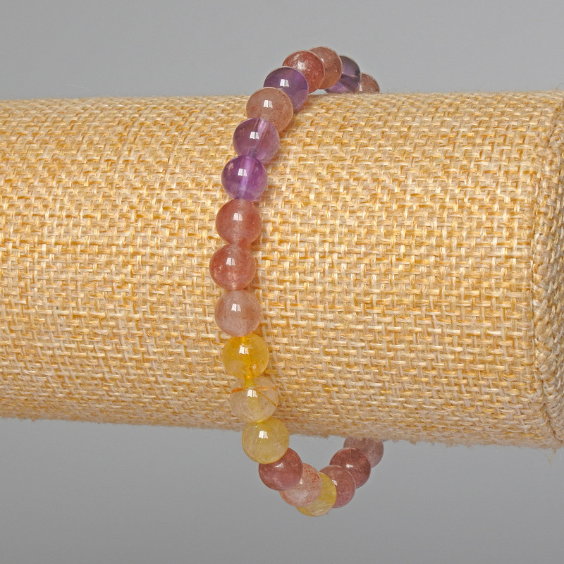 צמיד «מבחר» מאבני טבעיות, כדור חלק, קוטר 6.5 מ"מ, אורך 18 ס"מ± (מתיחה)