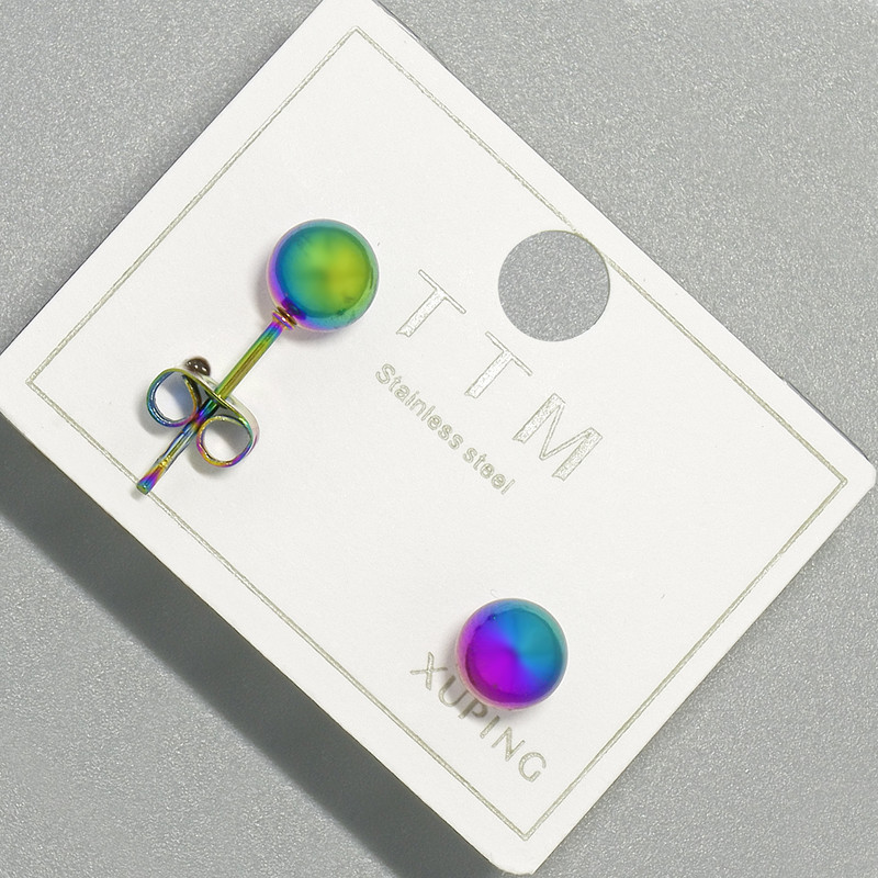 עגילי סטוד Xuping עם גוון «בנזין», קוטר 6 מ״מ+