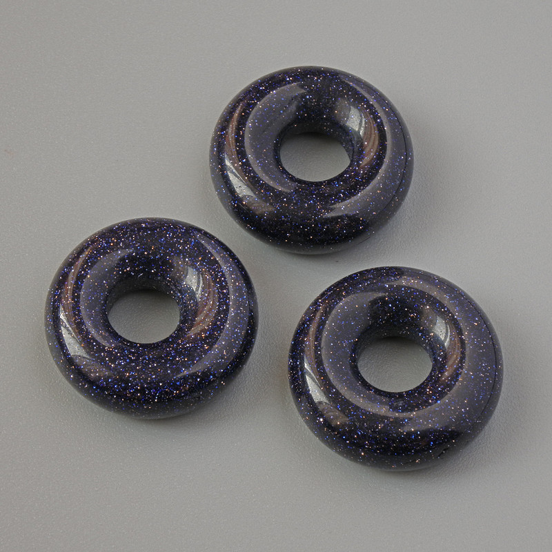 חרוז פנדורה ואוואנטורין כחול חול ליל קהיר (סינתטי), קוטר 15×5 מ״מ, חור בקוטר 5.2 מ״מ+