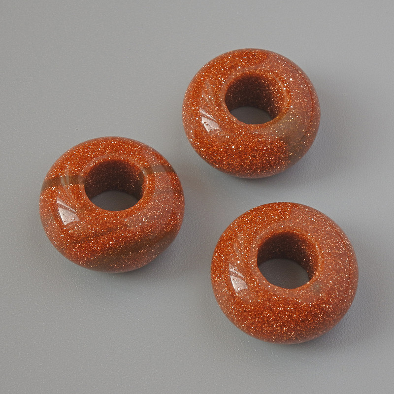 חרוז פנדורה אבנטורין חול זהוב (קוטר 14×7 מ״מ, חור 5.5 מ״מ)