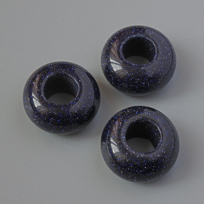 חרוז פנדורה אוונטורין כחול חול ליל קהיר (סינתטי), קוטר 14×7 מ״מ, פתח 5.5 מ״מ+