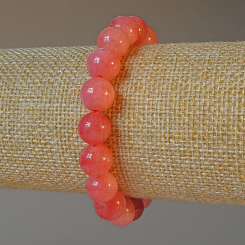 צמיד טורמלין מאבן טבעית, חרוזים חלקים בקוטר 10 מ״מ, אורך 18 ס״מ (אלסטי)