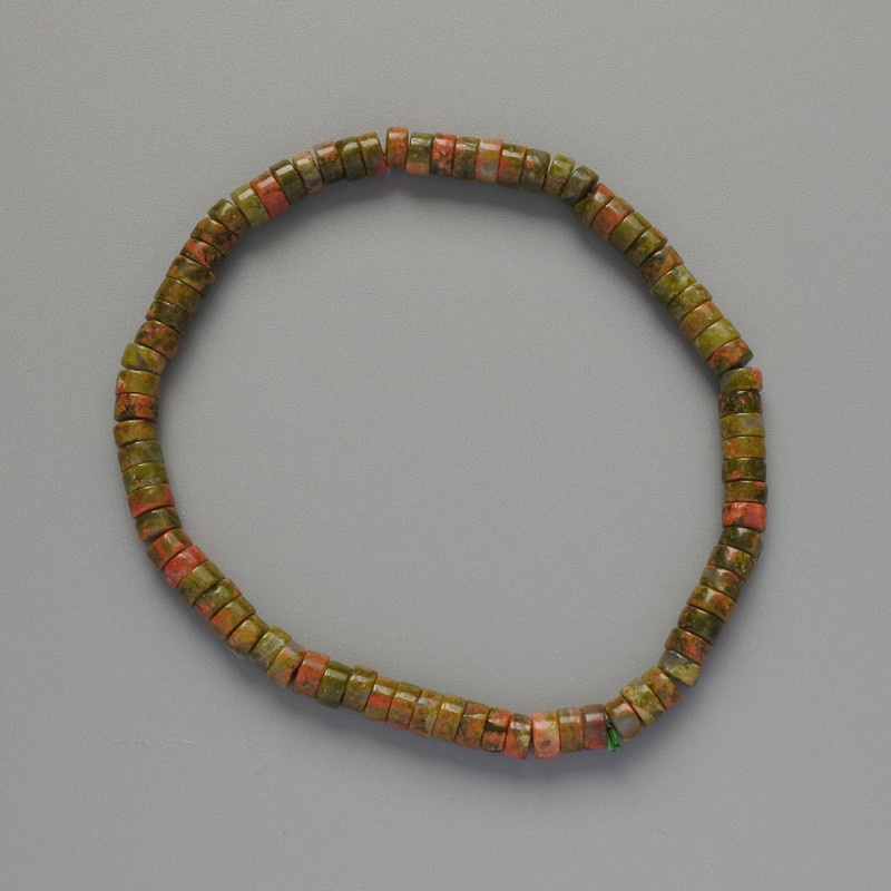 צמיד מאבן ג'ספר הליאוטרופ טבעי — דיסקית, קוטר 4.5×2.5 מ״מ, אורך 18 ס״מ (אלסטי)