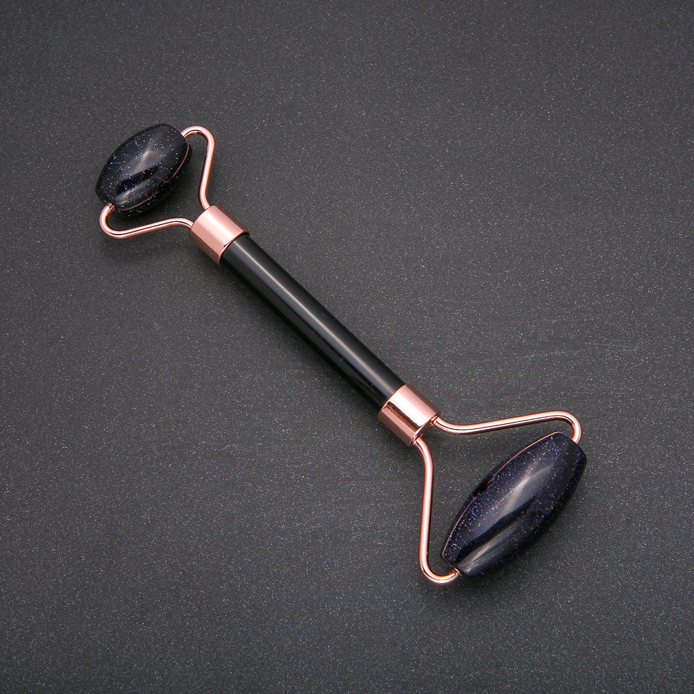 מסאז'ר גלילי מאבנטורין «ליל קהיר» חול כחול, אורך 14.5 ס״מ, צבע נחושת למתכת