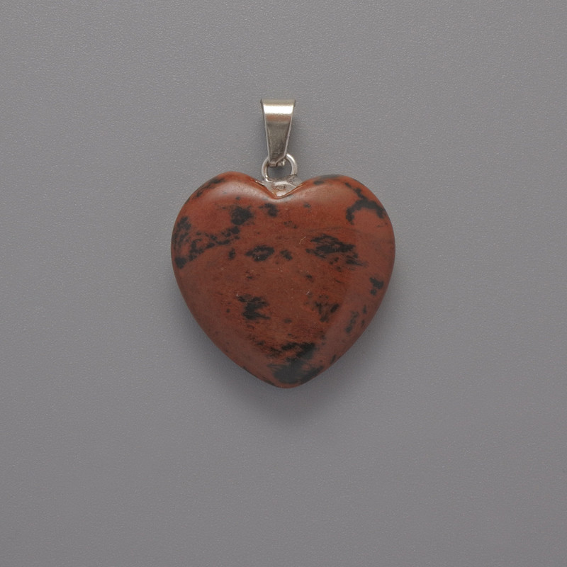 תליון לב מאובסידיאן, קוטר 20×20×6 מ״מ+-, אורך 28 מ״מ+-