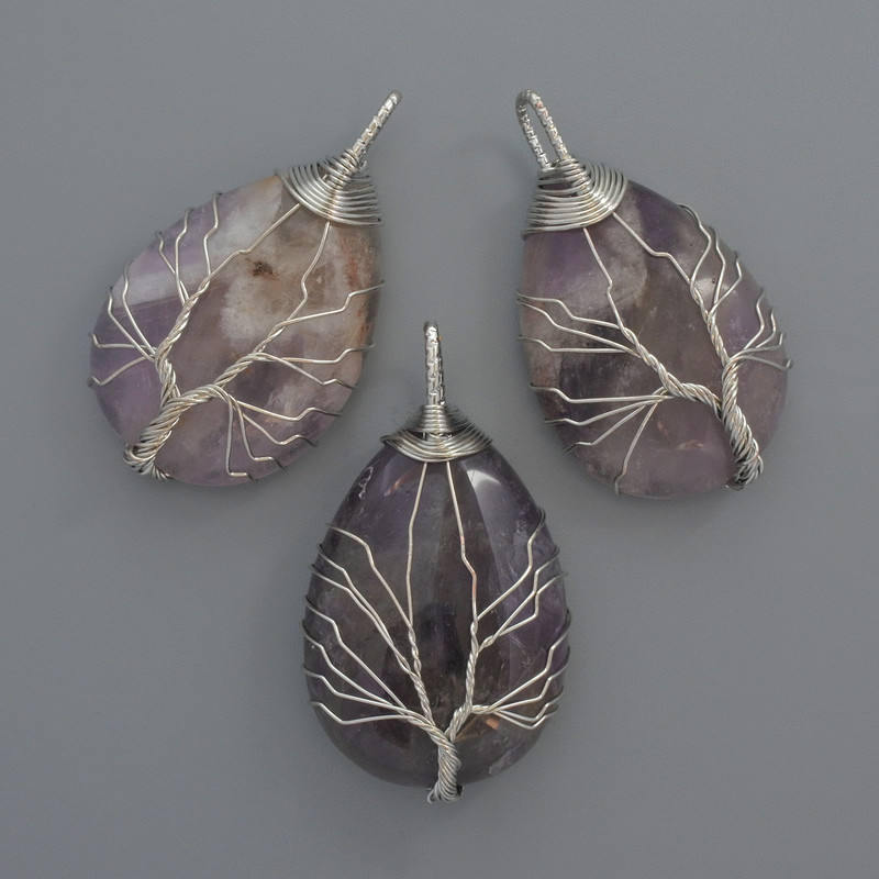 תליון אמטיסט בעטיפת כסף, קוטר 44×24×9 מ״מ+