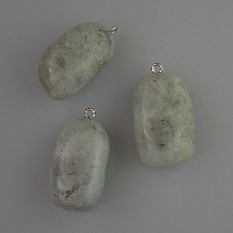 תליון לאברדוריט אבן טבעית, קוטר 35×17 מ״מ+