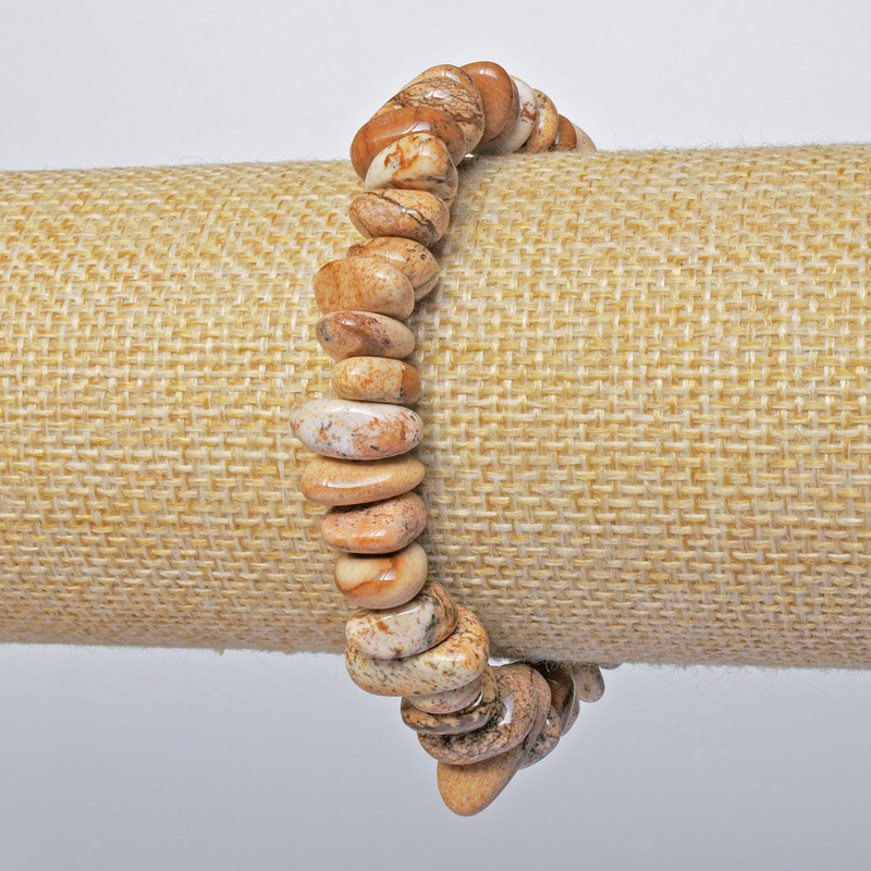 צמיד ג'ספר נופי – אבן טבעית, חרוזי חיתוך, קוטר 12×5 מ״מ + -, אורך 18 ס״מ + - (אלסטי)