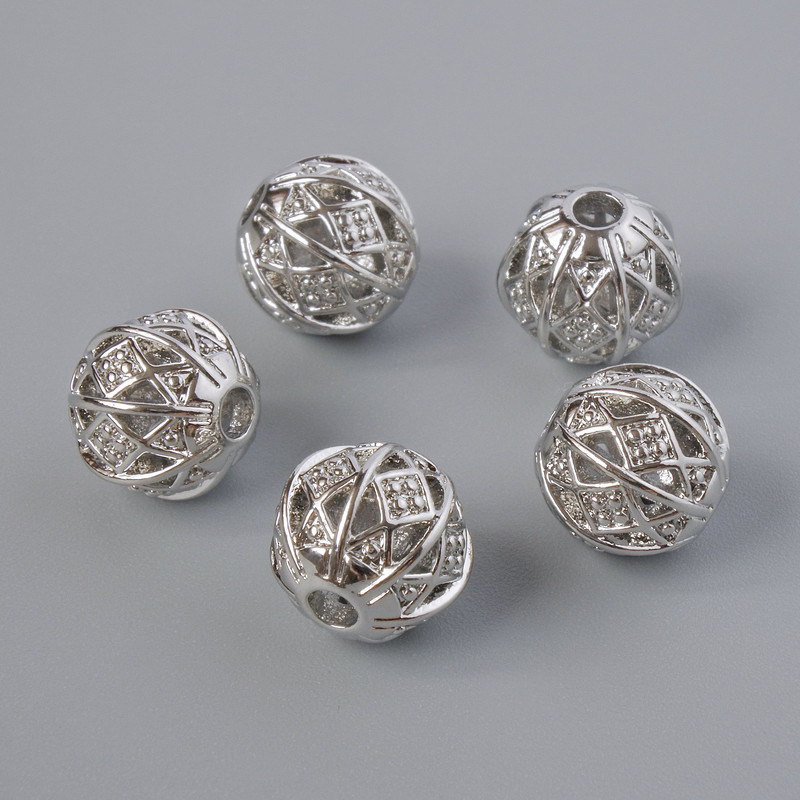 חרוז-הכנסה לתכשיטים, קוטר 8 מ״מ ±, פתח 2 מ״מ, צבע כסף למתכת, 1 יחידה