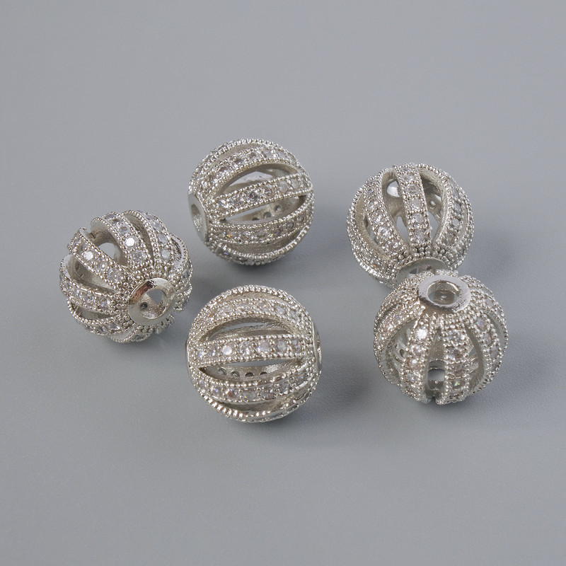 אביזרי חרוזים – חרוז-הכנסה לבנים, קוטר 10 מ״מ ±, פתח 2.2 מ״מ, צבע מתכת כסוף, 1 יחידה