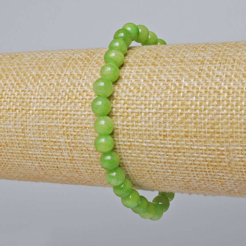 צמיד אוניקס (אקריל סינתטי) חרוז חלק, קוטר 6,5 מ״מ+-, אורך 18 ס״מ+- (מתיחה)